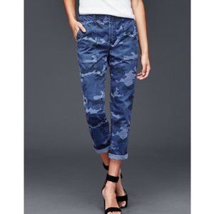 Gap blue camo boyfriend utility chinos sz2